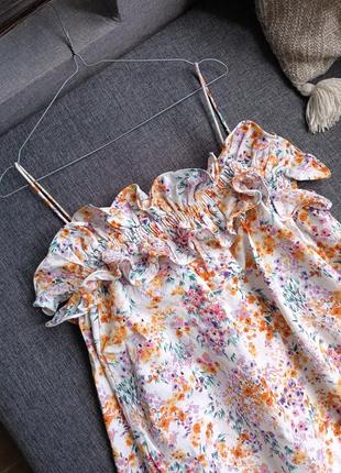Нежное льняное платье сарафан в цветочный принт лен4 фото