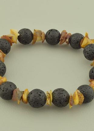 Браслет лава, бурштин 18 см.