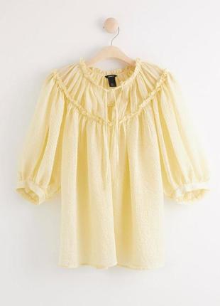 Шикарная желтая блузка с пышными рукавами