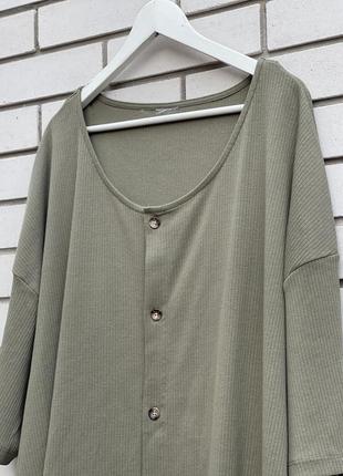 Зеленая (хаки) блуза топ в рубчик большого размера bonprix4 фото