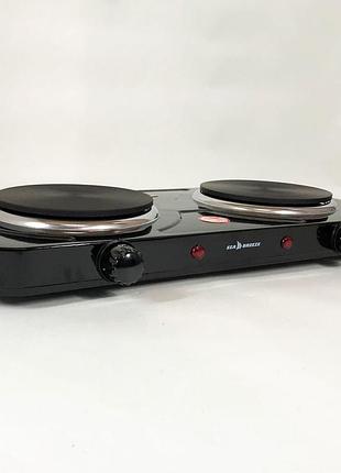 Плита двокомфоркова sea breeze sb-064 чорна | кухонна плита | потужна oz-186 настільна електроплита