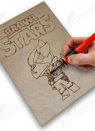 Фанера для обжига 4 мм, изображение ворон из "brawl stars", формат а5. художественная тонировка.