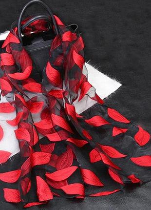 Женский шарф красный - размер 180*68см, полиэстер