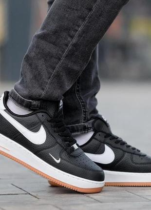 Кроссовки мужские кожаные nike air force 1 low black черные кроссовки найк из натуральной кожи5 фото