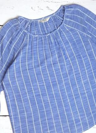 Великолепная голубо-синяя свободная блузка в вертикальную полоску m&amp;co вискоза, размер 46 - 484 фото
