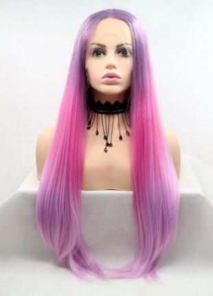 Парик zadira розовый градиент женский длинный прямой