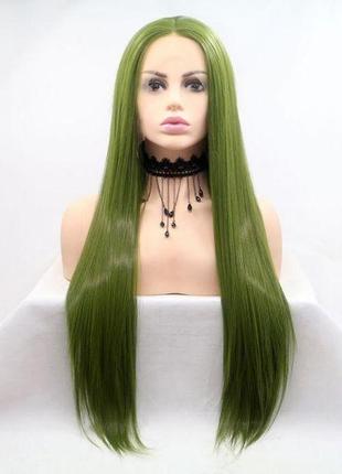 Парик zadira зеленый женский длинный прямой