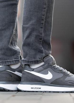 Кроссовки мужские легкие nike air zoom grey стильные серые замшевые спортивные кроссовки найк на лето4 фото