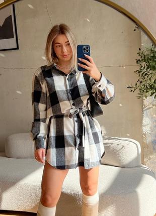 Платье-рубашка в клетку