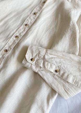 Стильна бежева натуральна лляна сорочка, рубашка pure linen6 фото