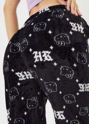 Стильные плюшевые штаны hello kitty, пижамные штаны хелоу кити, размер xxl