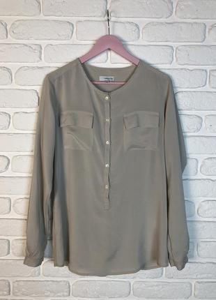 Роскошная шелковая блуза холодного бежевого цвета, люкс качество! оригинал, италия rossana diva. шелковая рубашка, натуральный шелк10 фото
