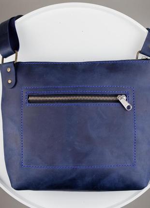 Чоловіча шкіряна синя сумка-месенджер, сумка через плече з натуральної шкіри crazy horse2 фото