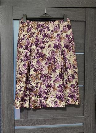 100% шелк юбка-миди в цветы от bensimon размер 40/l2 фото