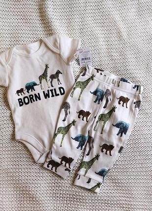 Новый детский комплект, боди и штаны, хлопок, на 3-6 месяцев