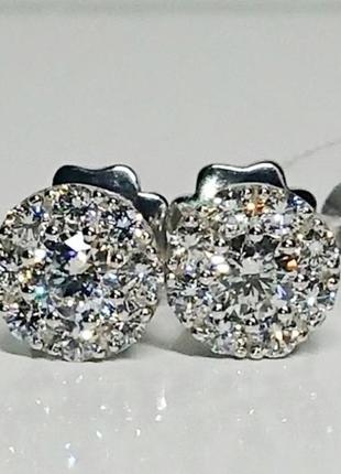 Сережки бриллиант малинка пусеты діаманти на 0,60-0,67ct белое золото 585 гвоздики