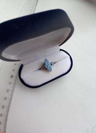 Винтажное мельхиоровое кольцо, эмаль1 фото