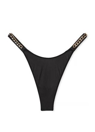 Оригинал original victoria’s secret виктория сикрет трусики стринги классика черные с цепью цепочка цепь размер m vs victoria secret3 фото