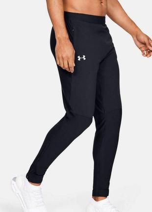 Чоловічі чорні тренувальні штани under armour qualifier pant оригінал / андер армор тренувальні завужені облягаючі