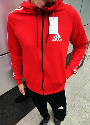 Чоловічий спортивний костюм adidas чорний з червоним