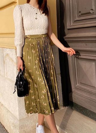 Zara, атласная юбка-плиссе с тигровым принтом