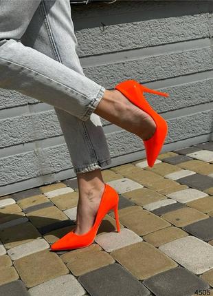 Оранжевые женские туфли лодочки лак в горсть2 фото