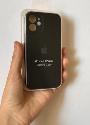 Чохол на iphone (айфон) 12 mini міні silicone case full camera apple чорний