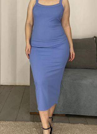 Блакитна міді сукня по фігурі №5753 фото