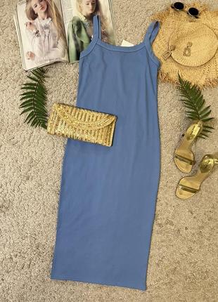 Блакитна міді сукня по фігурі №5756 фото