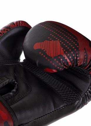 Перчатки боксерские на липучке zelart (8,10,12 oz) полиуретан bo-3397 красный камуфляж