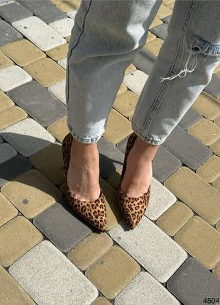 Леопардові туфлі лодочки жіночі екозамша угорщина8 фото