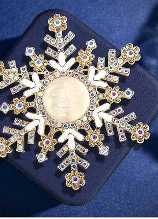 Роскошная брошь-кулон по мотивам kirks folly луна и снежинка, 2225