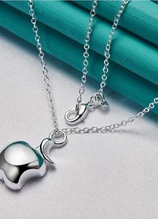 Цепочка чокер кулон серебро apple 🍎 silver ♥️