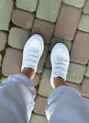 Стильні білі кеди на платформі на липучках😻😻😻