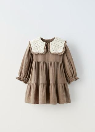 Сукня з комірцем zara плаття муслінове
