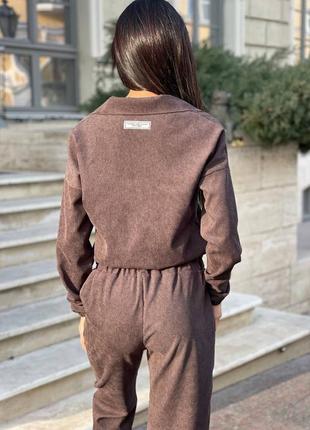 Спортивный костюм женский микровельвет 42-48 шоколад (коричневый), серый, черный, изумруд (зеленый)3 фото