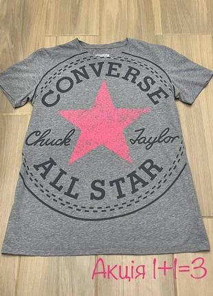 Акция 🎁 стильная футболка mit converse all star серого цвета levis uniqlo