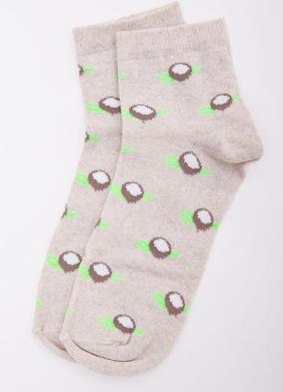Жіночі шкарпетки, бежевого кольору з принтом, 167r3621 фото