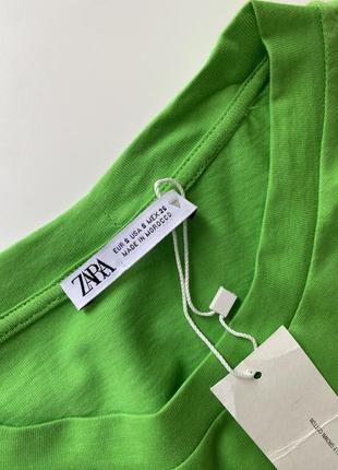 Новое зеленое коттоновое платье zara размер s платье плате зара хлопок4 фото