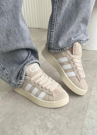 Adidas campus beige white женские кроссовки адидас кампус бежевые