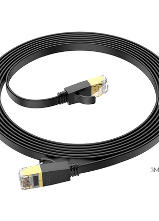Патч-корд hoco 3 метра сat.6 gigabit ethernet rj45 плоский интернет кабель us07