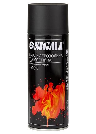 Емаль аерозольна акрилова термостійка +600 °c 400 мл ral 9005 чорний мат sigma (2736041)
