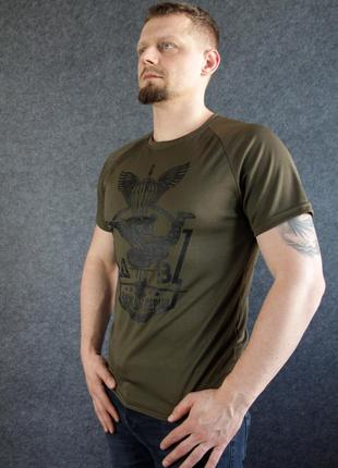 Футболка для военнослужащих дшв олива ткань coolpass (размер s) с напечатанное эмблемой бригады