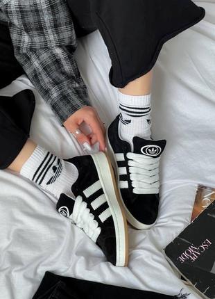 Женские кроссовки в стиле adidas campus black.2 фото