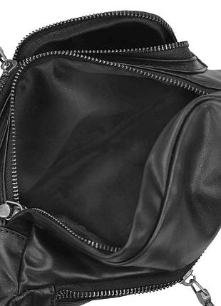 Сумка бананка на пояс кожа натуральная черная 7310a