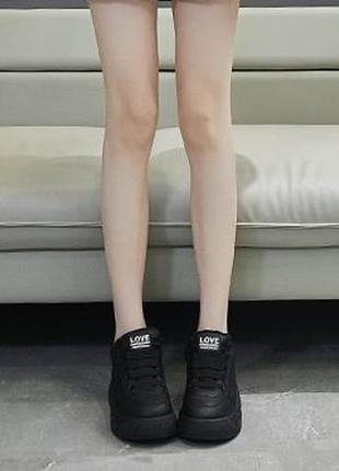 Женские allsy (lonza) кожаные черные зимние кроссовки