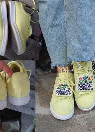 Желтые лимонные кроссовки кеды adidas stan smith