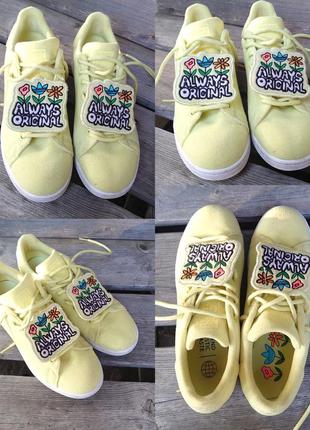 Желтые лимонные кроссовки кеды adidas stan smith
