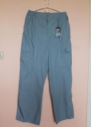 Блакитні легенькі бавовняні брюки з накладними карманами, брючки, спортивні штани 48-50 р.1 фото