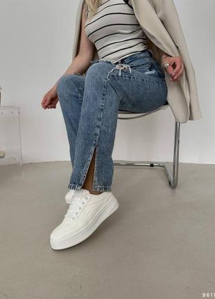 Женские кожаные, белые, стильные и качественные кроссовки. от 38 до 41 гг. 9611 мм2 фото